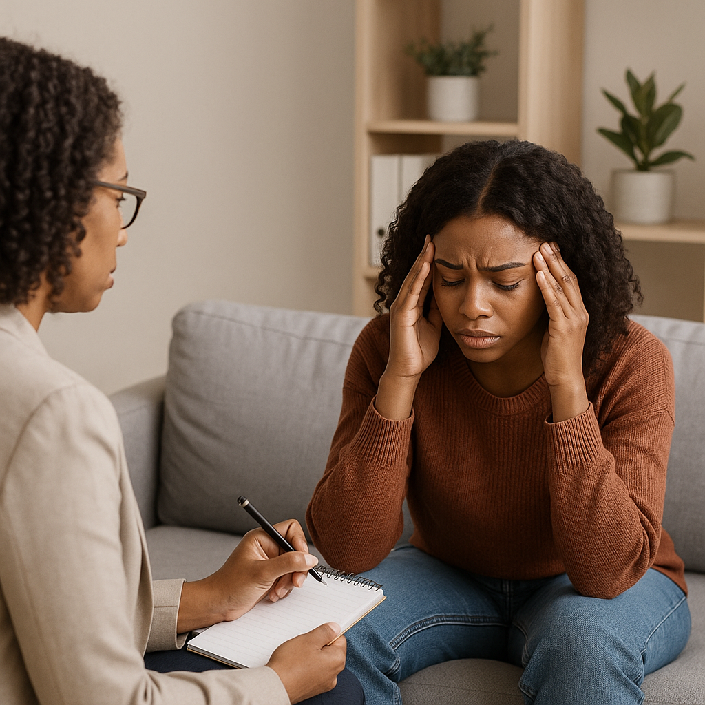 Client speaking with therapist